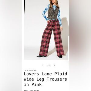 Dressed in Lala Lovers Lane Plaid Wide Leg Trousers in Pink